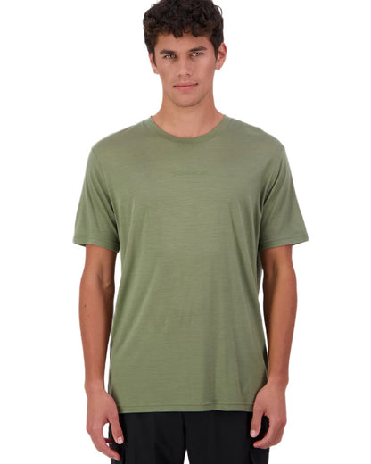 Clover Coloured Swanndri Mens Merino Fusion T-Shirt on white background 