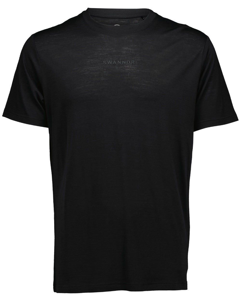 Black Coloured Swanndri Mens Merino Fusion T-Shirt on white background 