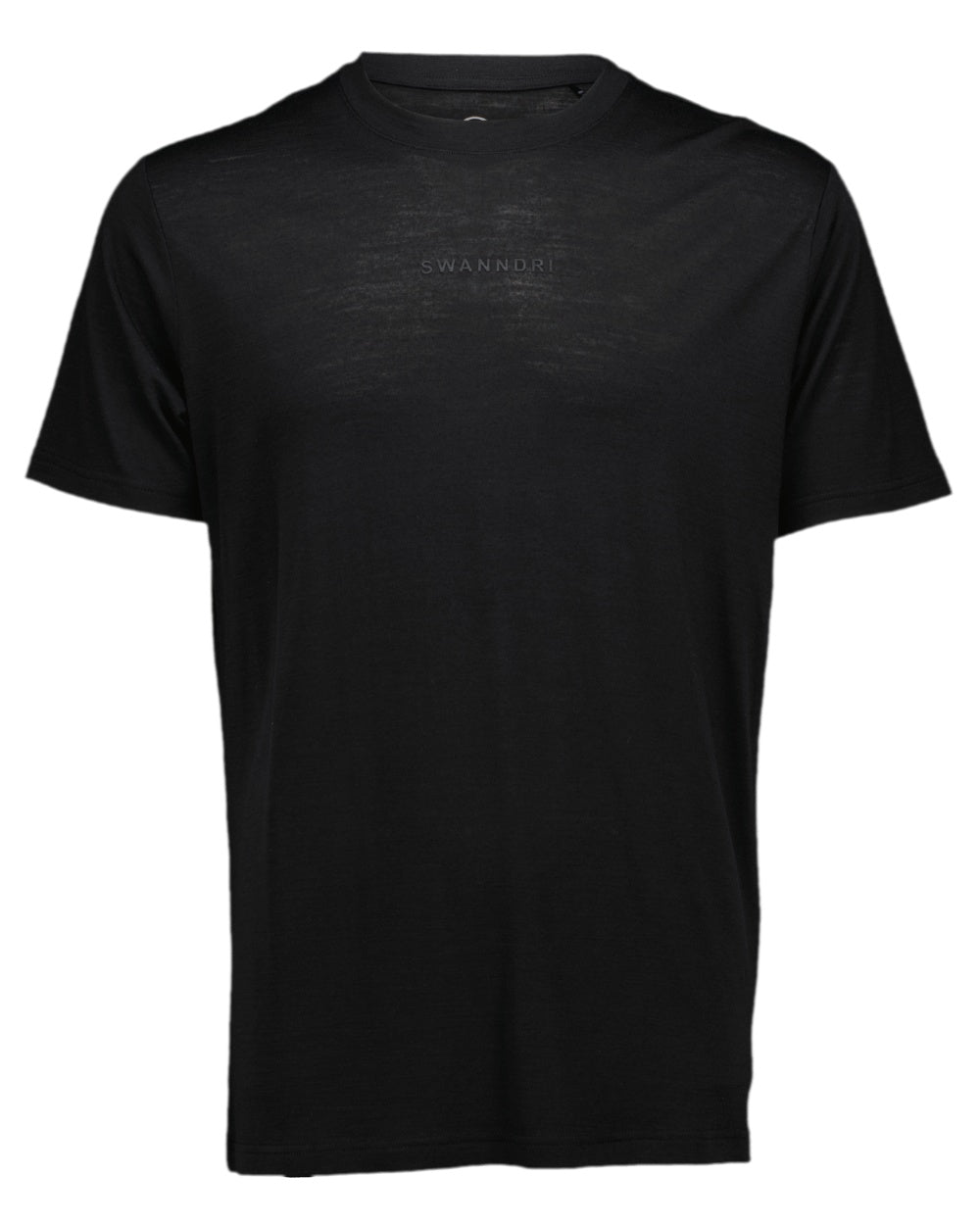 Black Coloured Swanndri Mens Merino Fusion T-Shirt on white background 