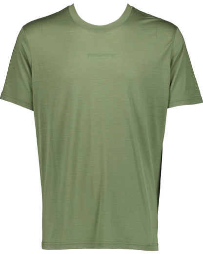 Clover Coloured Swanndri Mens Merino Fusion T-Shirt on white background 