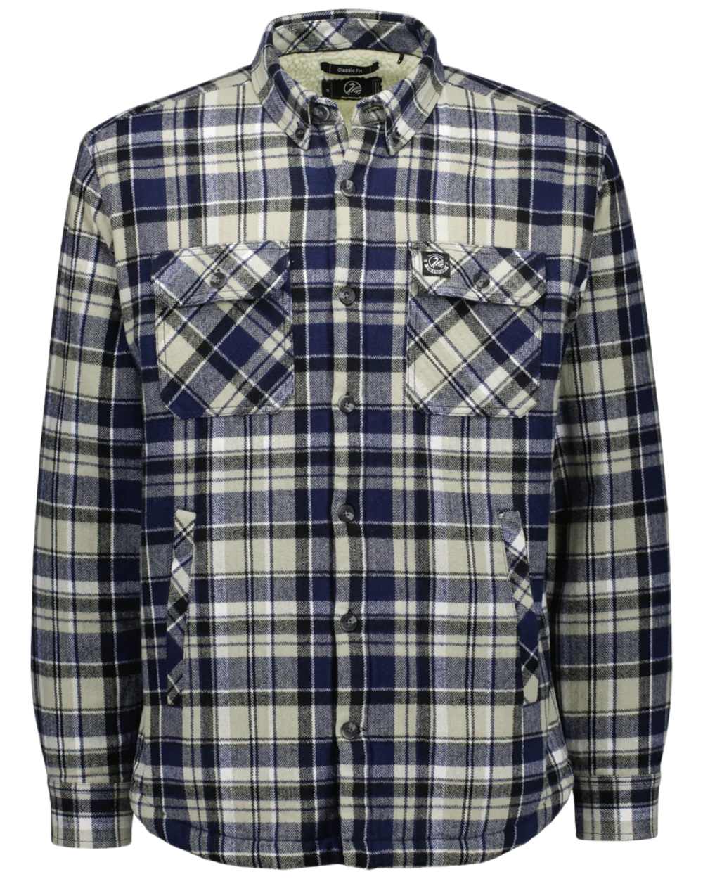 Swanndri Mens Morven Sherpa Long Sleeve Shirt - Navy Horizon Grey / Small
