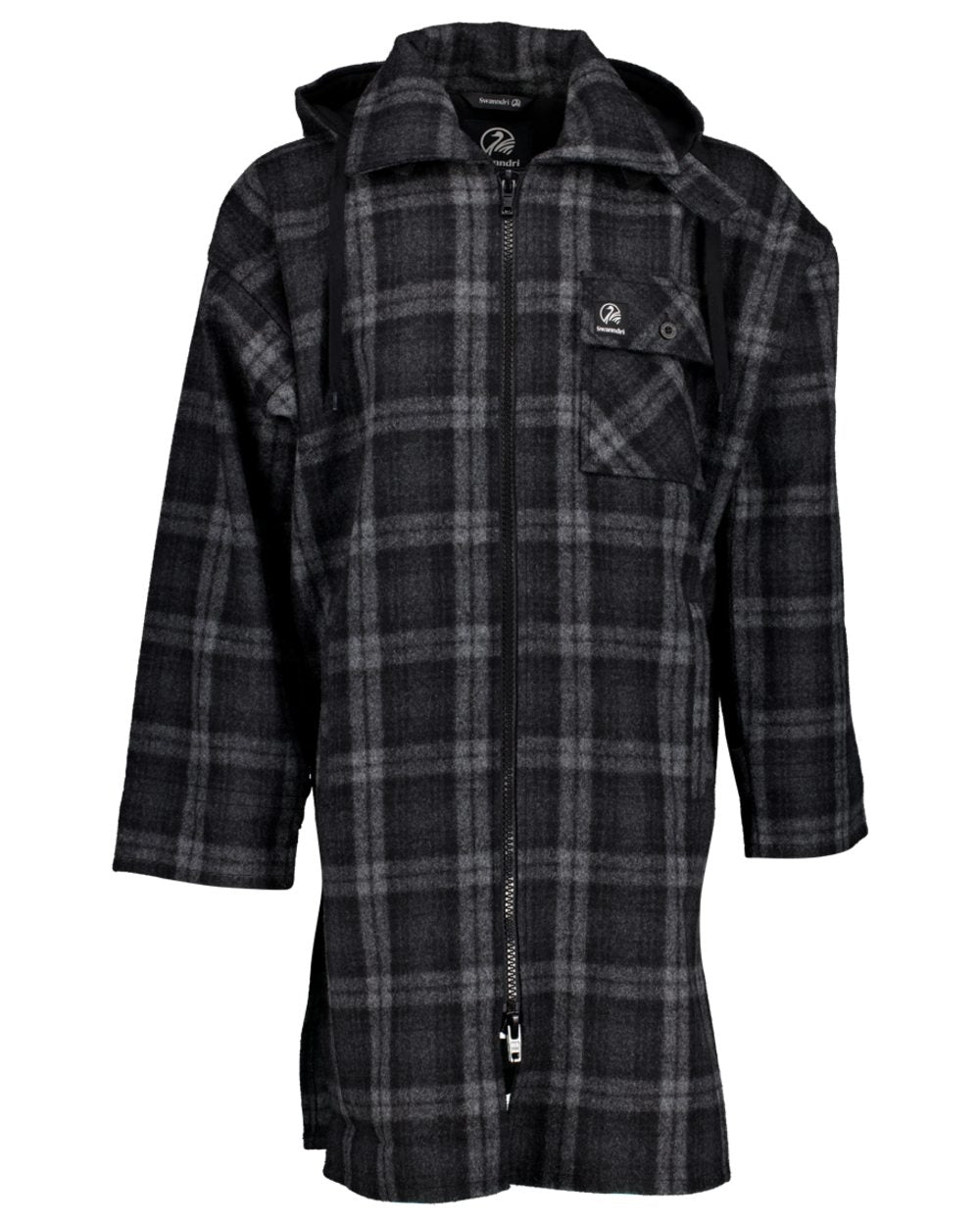 Edwards Check Coloured Swanndri Mens Mosgiel Wool Bushshirt with Zip-up Front on white background 