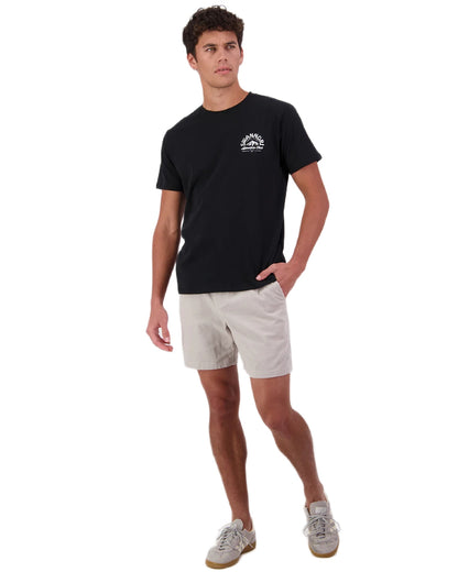 Black White coloured Swanndri Mens Mountain Top T-Shirt on white background 