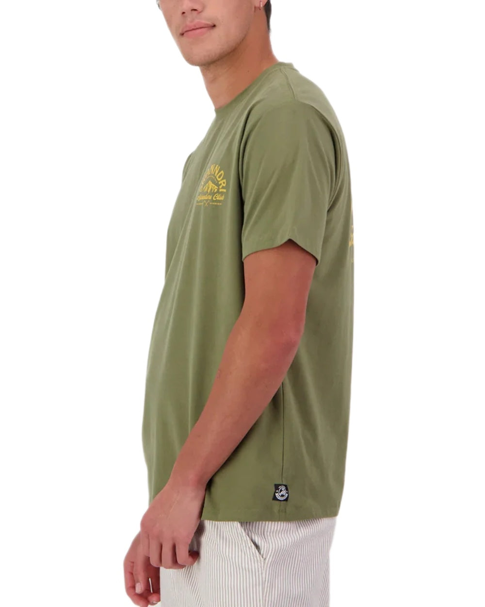 Clover Amber coloured Swanndri Mens Mountain Top T-Shirt on white background 