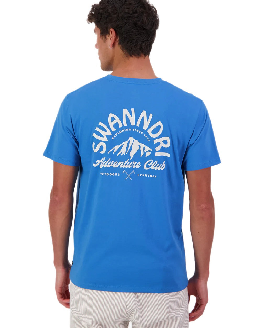 Maui Blue Platinum coloured Swanndri Mens Mountain Top T-Shirt on white background 