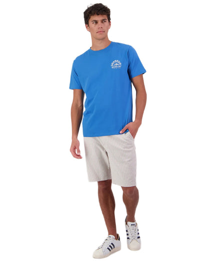 Maui Blue Platinum coloured Swanndri Mens Mountain Top T-Shirt on white background 
