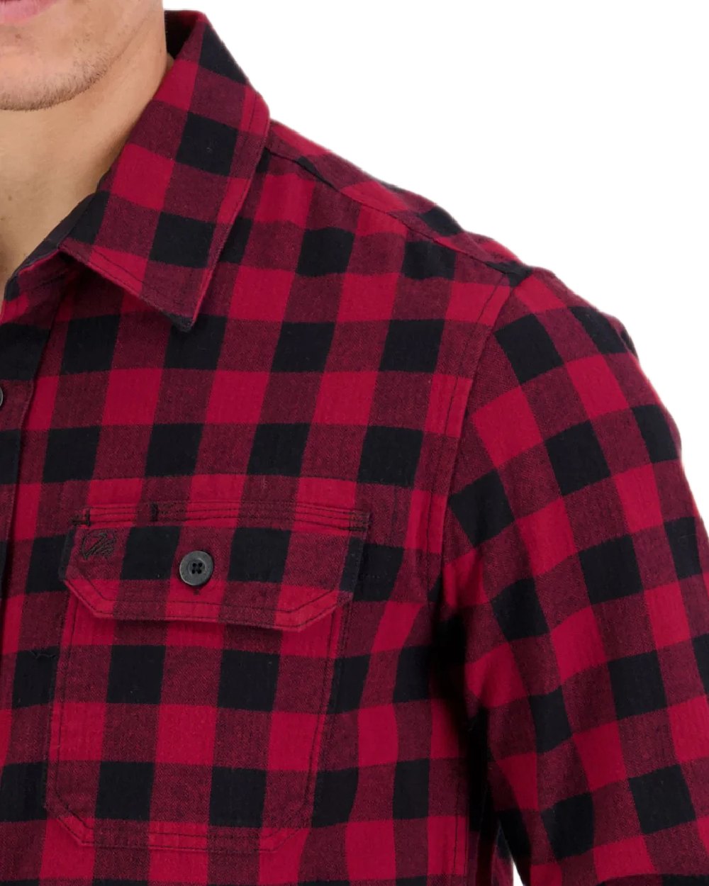 Oxblood Black Coloured Swanndri Mens Okato V2 Long Sleeve Shirt on white background 