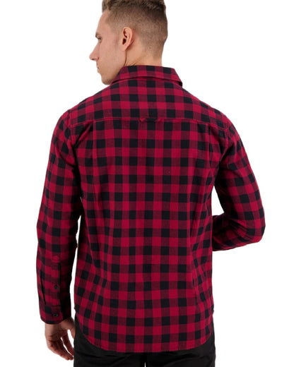Oxblood Black Coloured Swanndri Mens Okato V2 Long Sleeve Shirt on white background 
