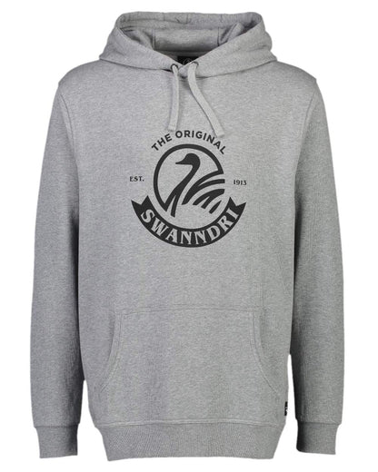 Grey Marle Black Coloured Swanndri Mens Original Fleece Hoodie on white background 