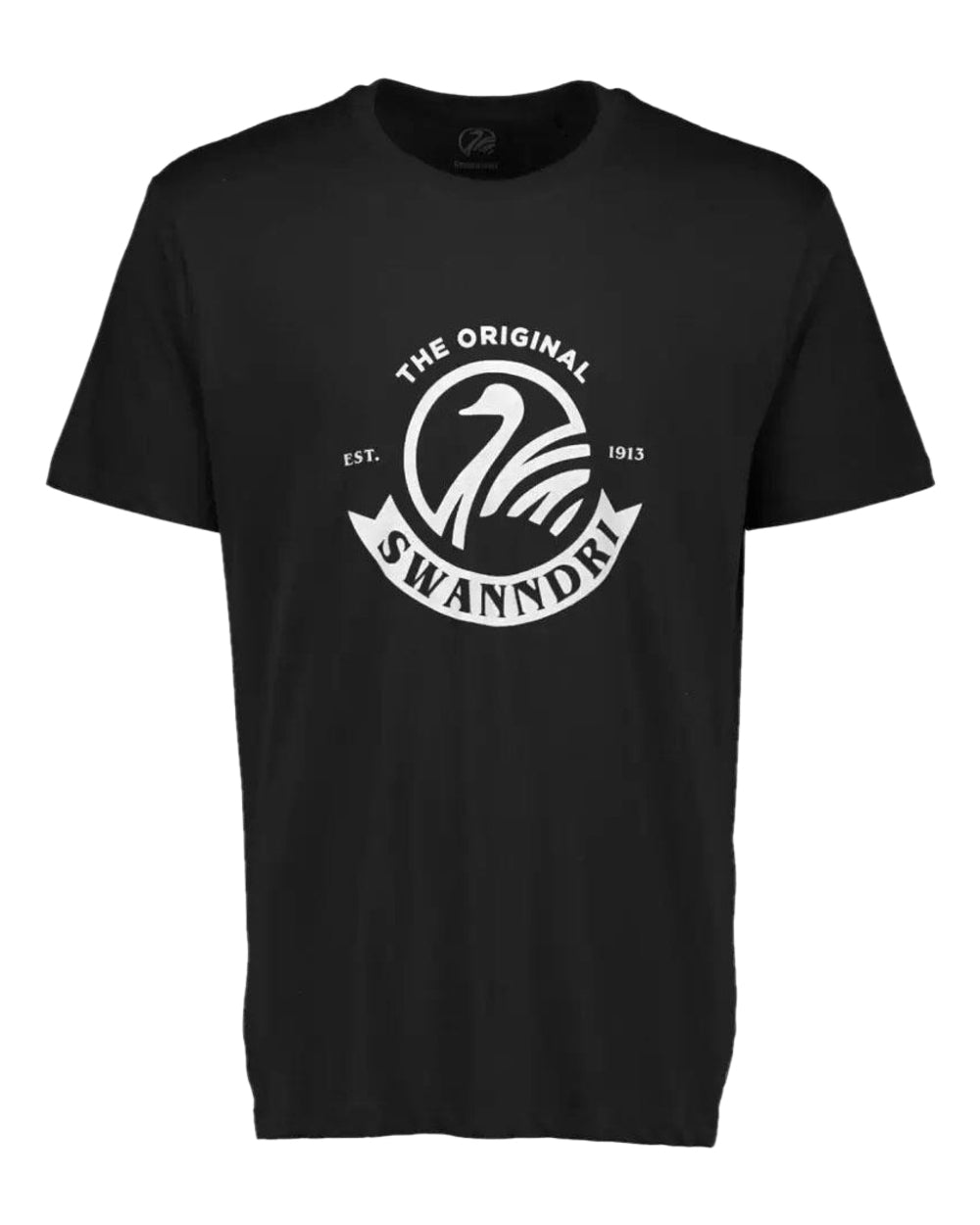 Black White Coloured Swanndri Mens Original Print T Shirt on white background 