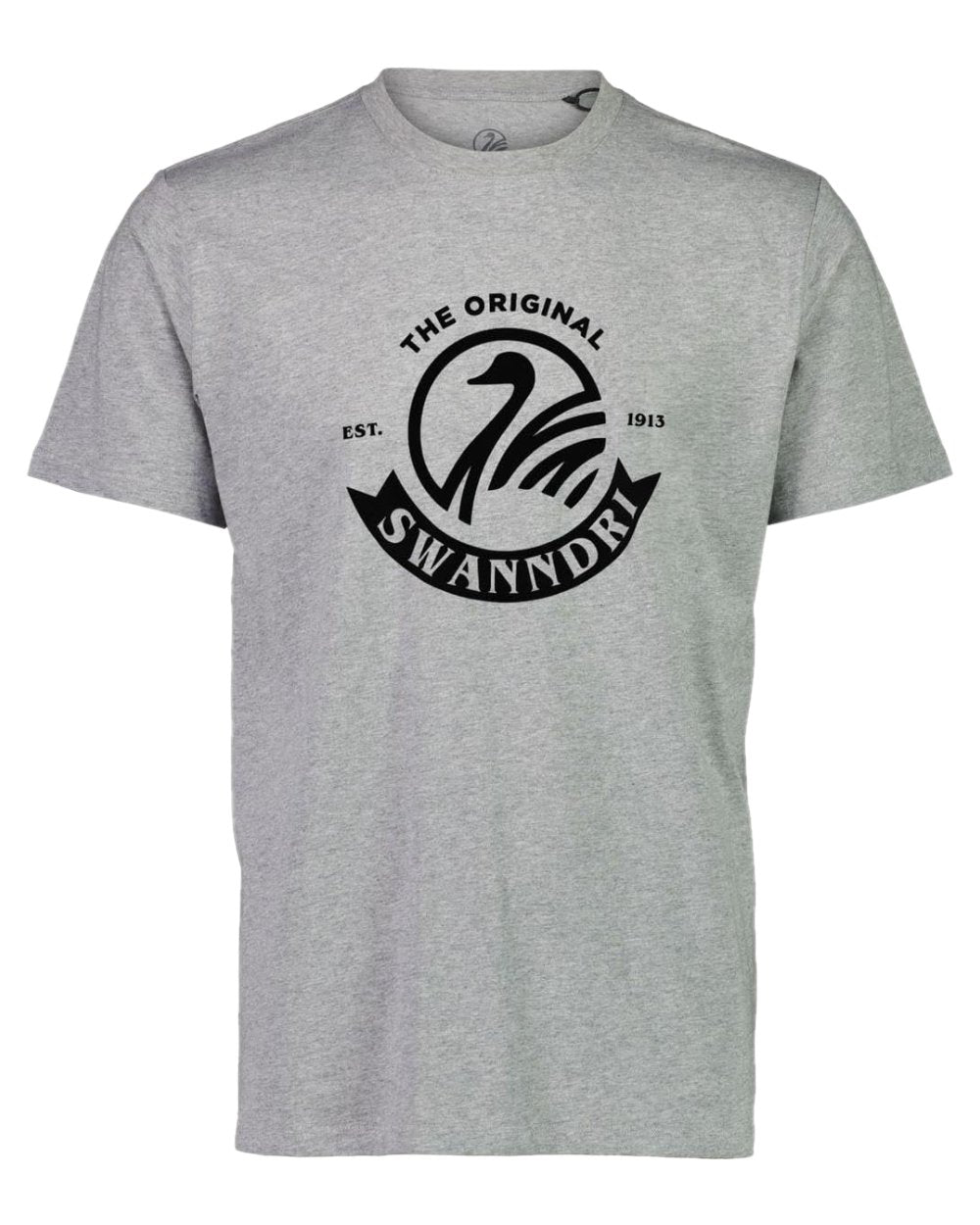 Grey Marle Black Coloured Swanndri Mens Original Print T Shirt on white background 