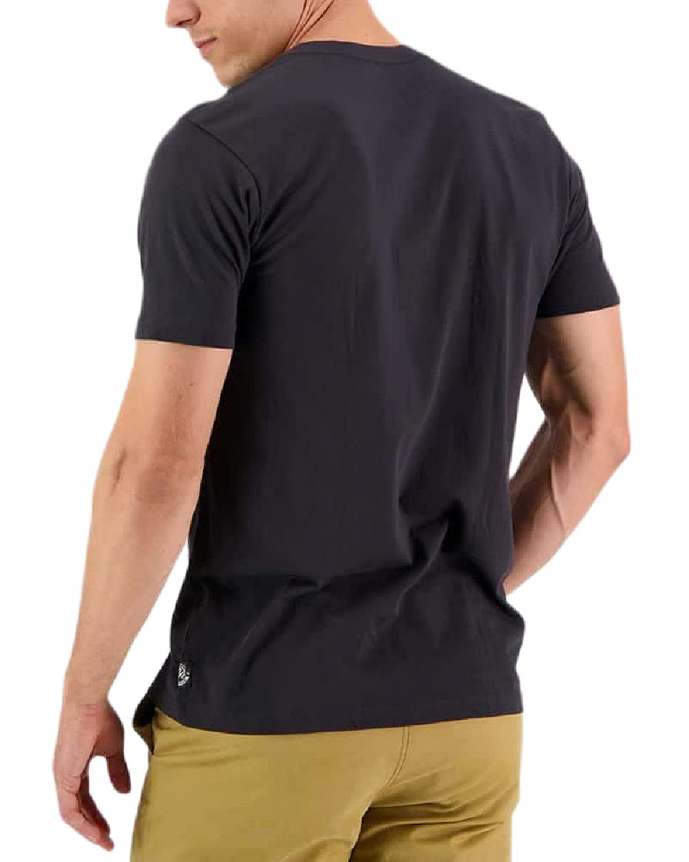 Washed Black Powder Coloured Swanndri Mens Original Print T Shirt on white background 