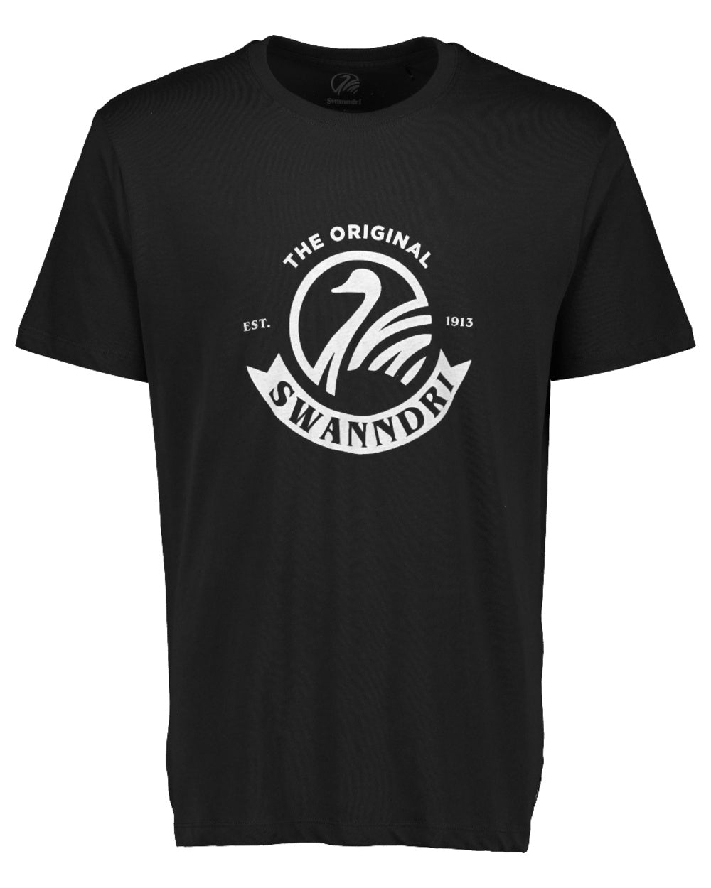 Black White Coloured Swanndri Mens Original V2 T-Shirt on white background 