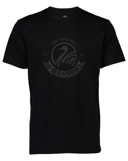 Black Coloured Swanndri Mens Original V2 T-Shirt on white background 