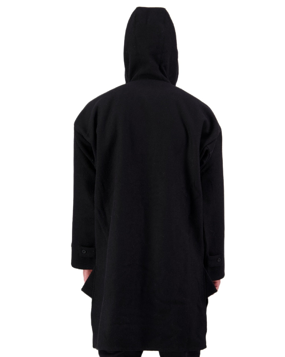 Black Coloured Swanndri Mens Original Wool Bushshirt With Lace-Up Front on white background 