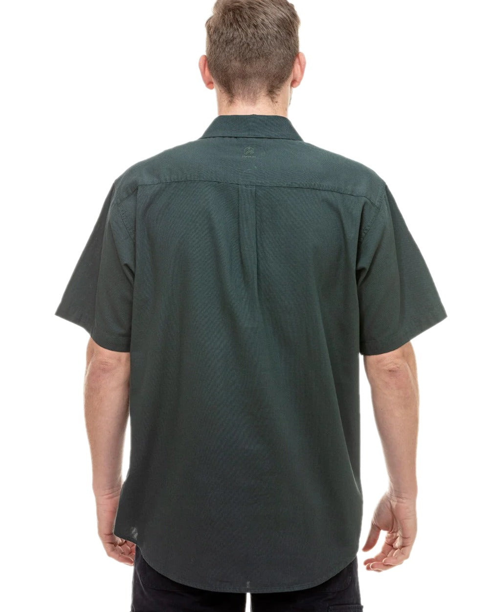 Forest Green Coloured Swanndri Mens Paihia Short Sleeve Shirt on white background 