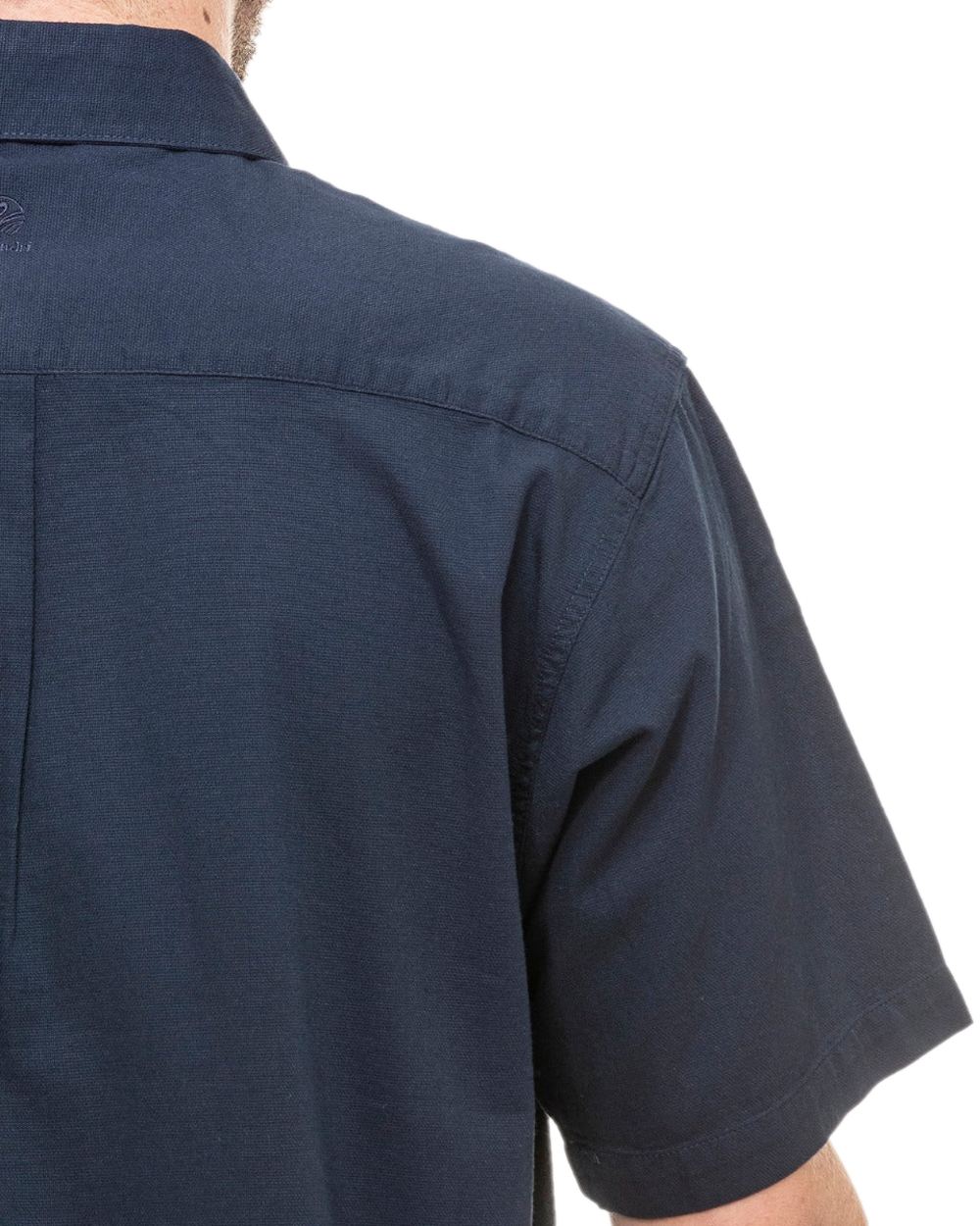 Navy Coloured Swanndri Mens Paihia Short Sleeve Shirt on white background 
