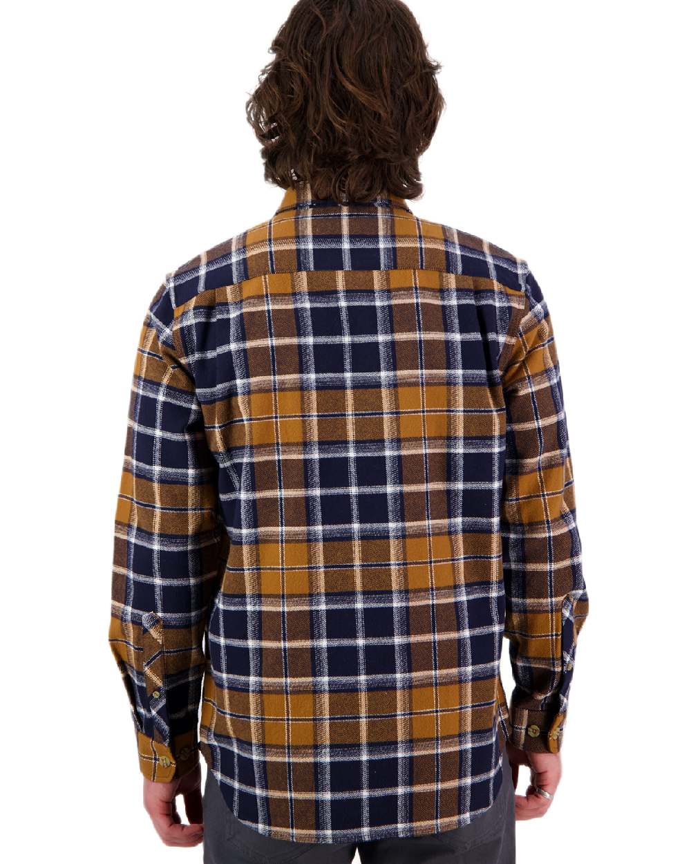 Tan Coloured Swanndri Mens Pencarrow Long Sleeved Shacket on white background 