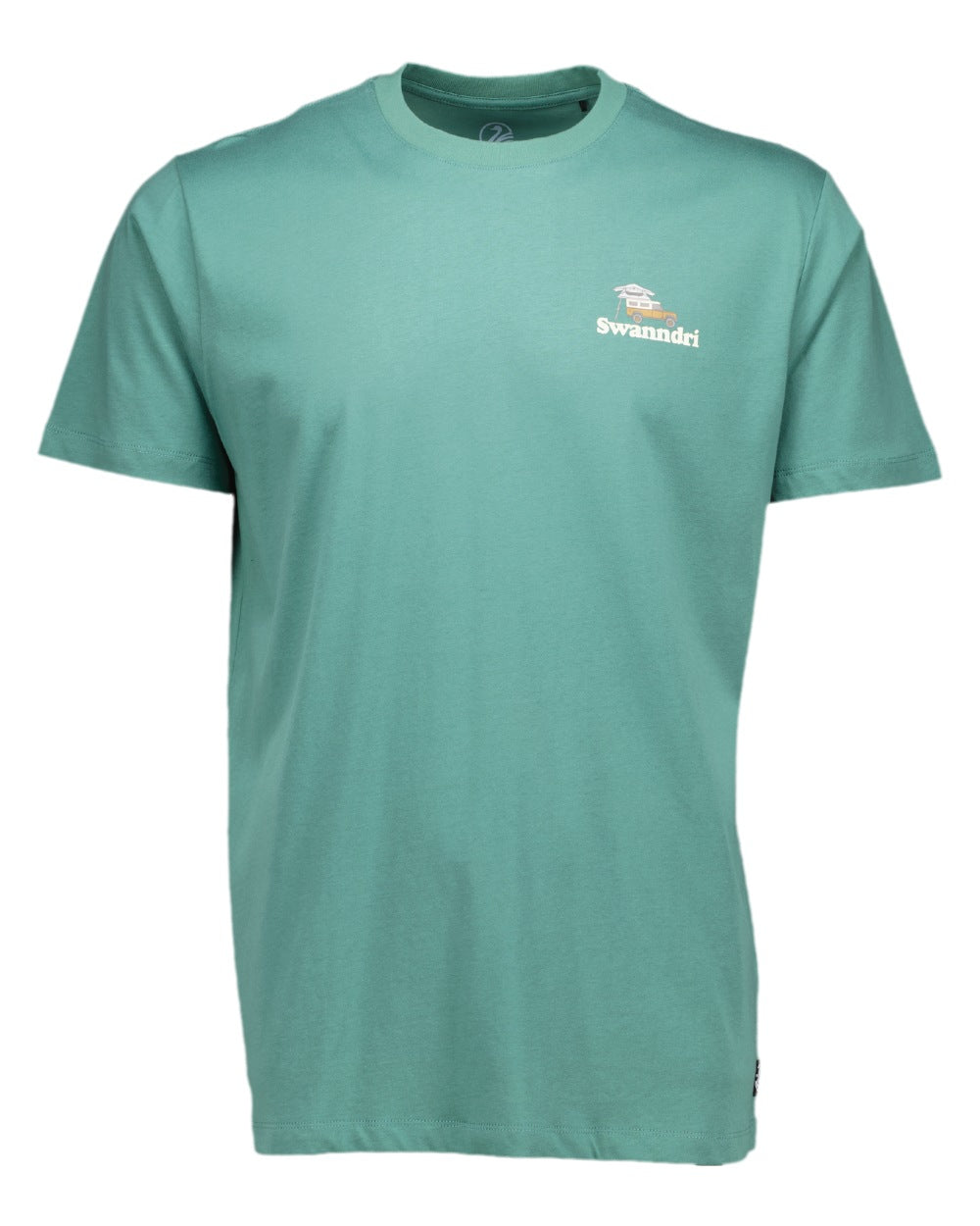Jade Green Light Taupe Coloured Swanndri Mens Pop Top Printed T Shirt on white background 