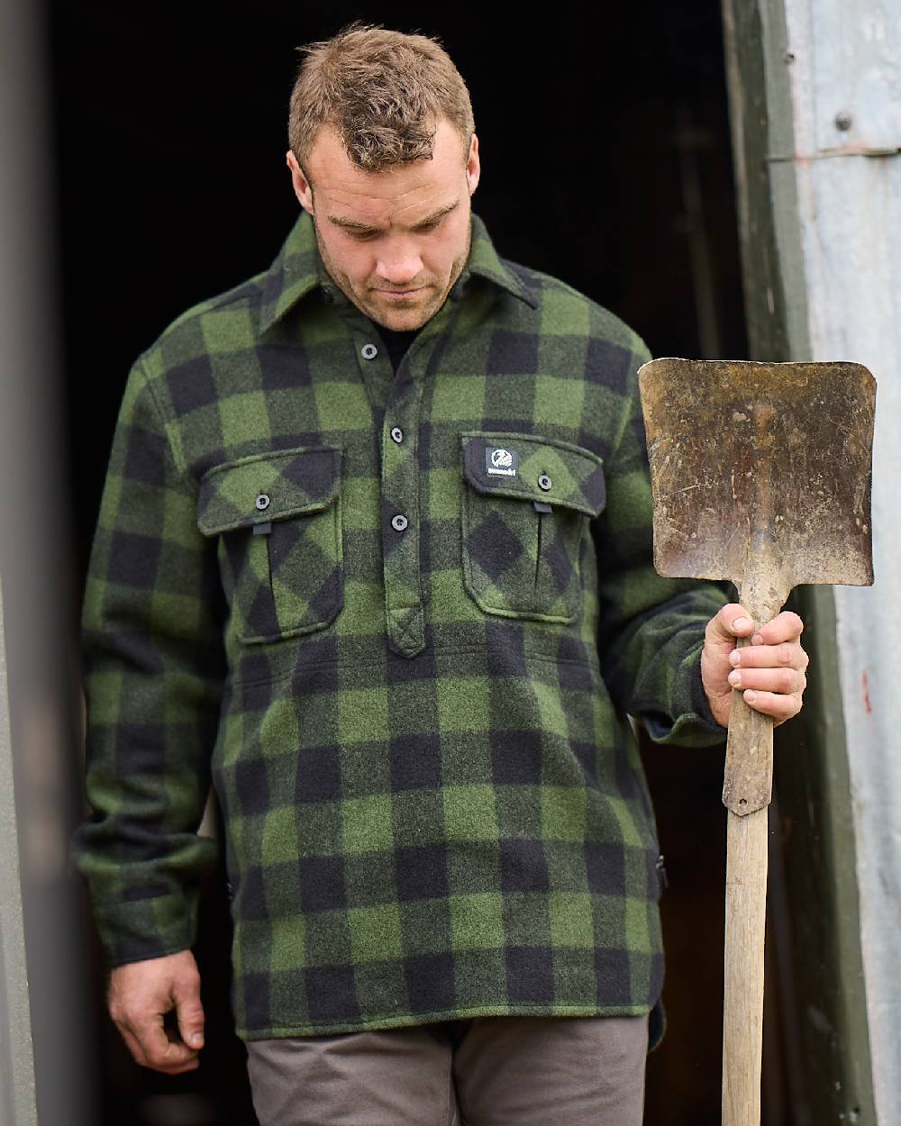 Olive Black Check Coloured Swanndri Mens Ranger Extreme V2 on outdoor background 