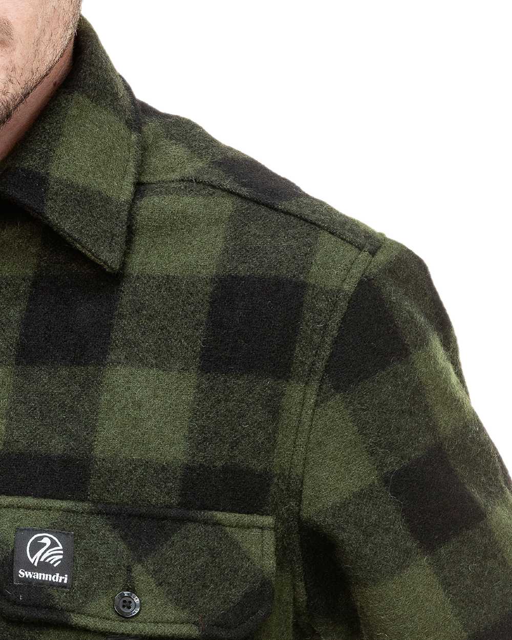 Olive Black Check Coloured Swanndri Mens Ranger Extreme V2 on white background 