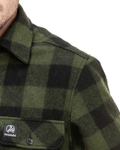 Olive Black Check Coloured Swanndri Mens Ranger Extreme V2 on white background 
