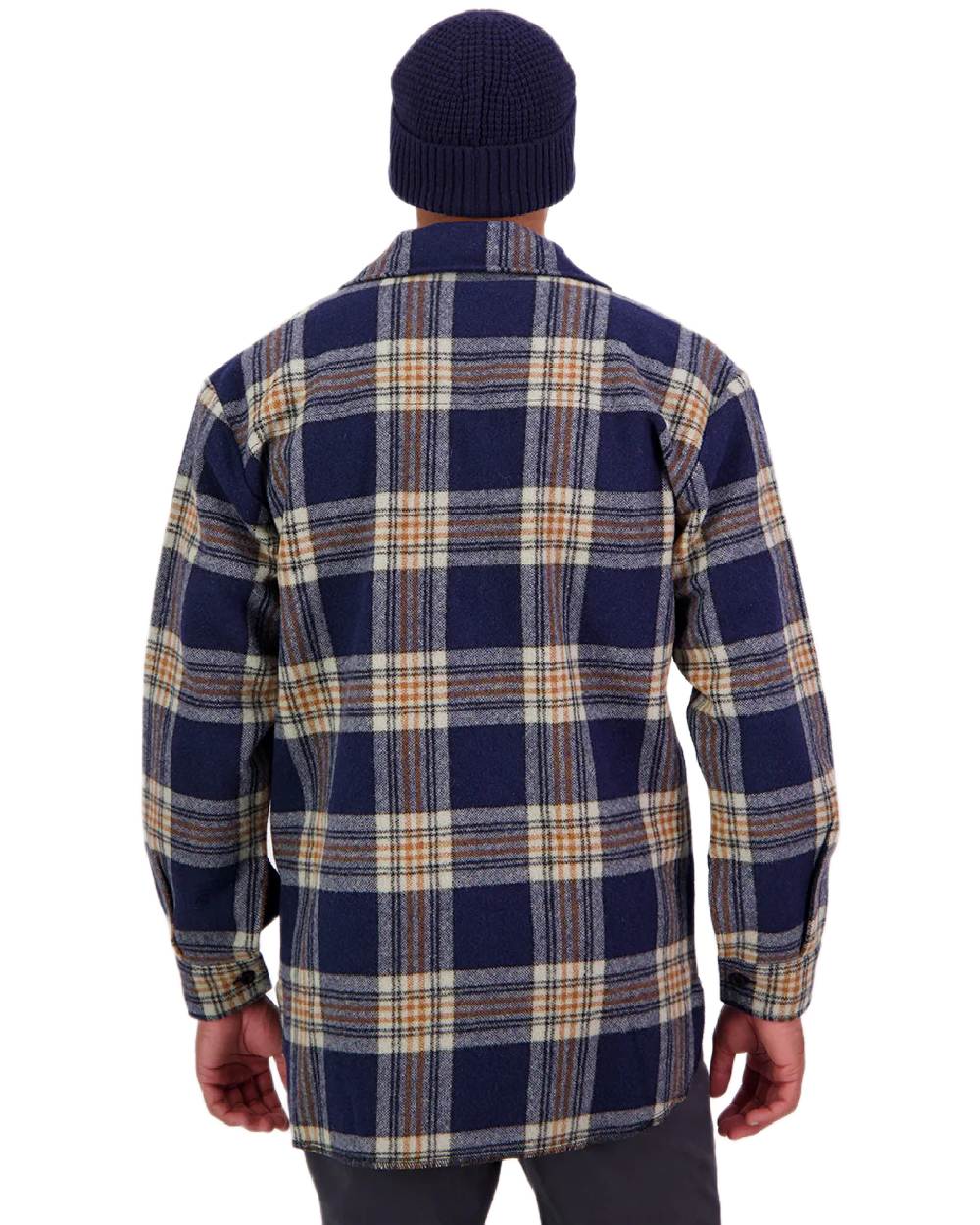 Atlantic Check Coloured Swanndri Mens Ranger Wool Zip Front Bushshirt on white background 
