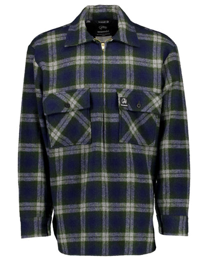 Thornton Check Coloured Swanndri Mens Ranger Wool Zip Front Bushshirt on white background 