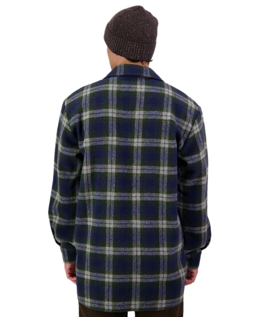 Thornton Check Coloured Swanndri Mens Ranger Wool Zip Front Bushshirt on white background 