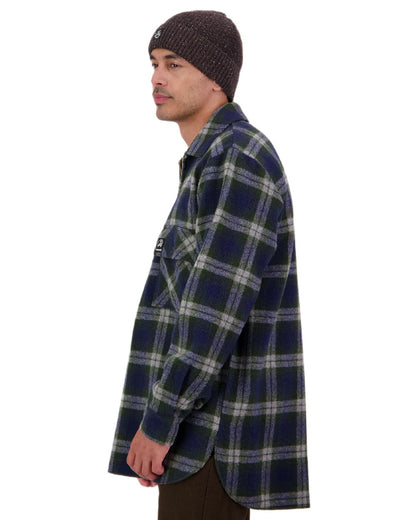 Thornton Check Coloured Swanndri Mens Ranger Wool Zip Front Bushshirt on white background 