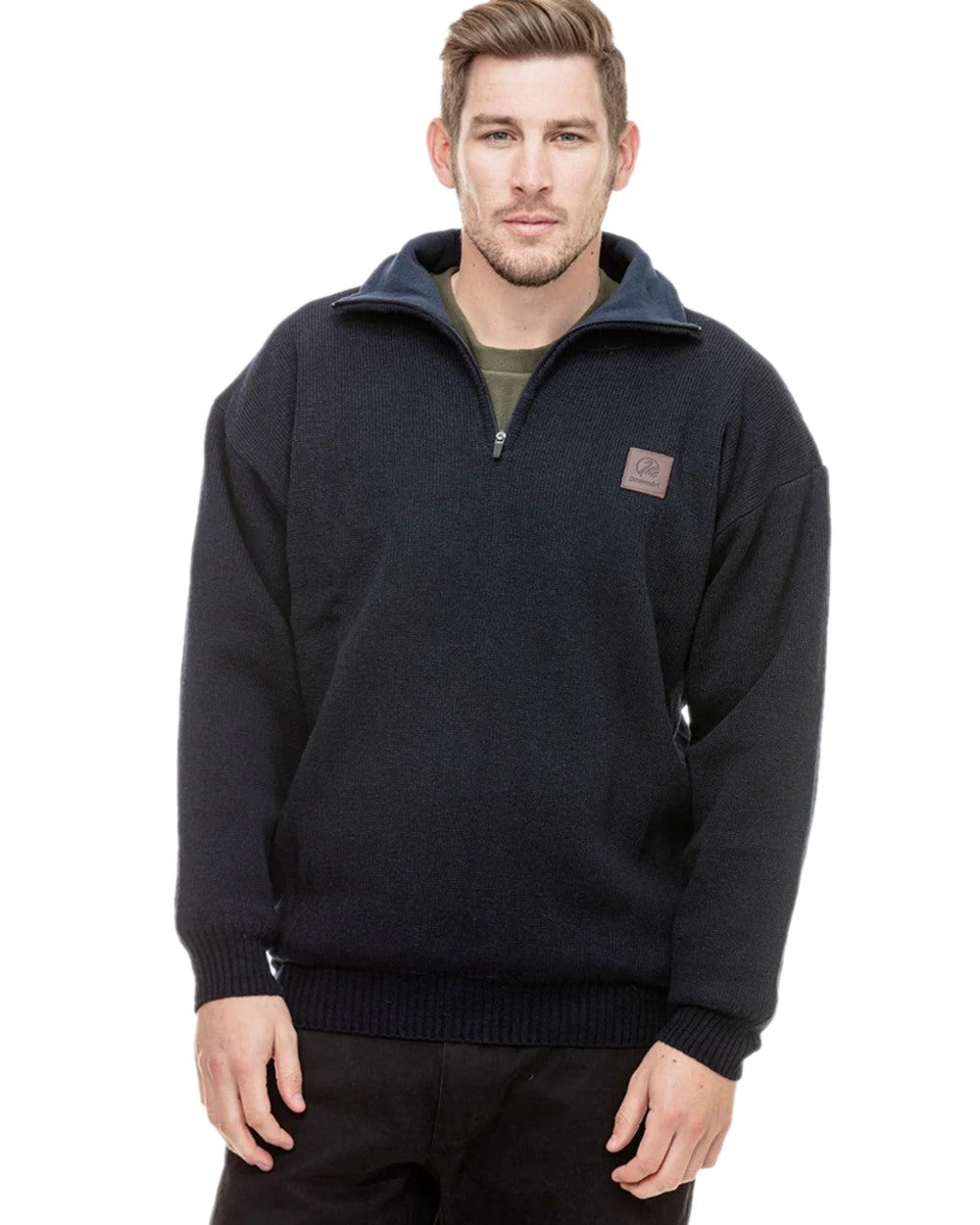 Swanndri Mens Rhino Stormshield Wool Jersey With Windproof Lining - Navy / XS