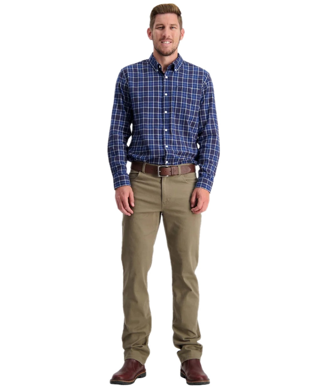 Gunsmoke Coloured Swanndri Mens Riffle Cotton Stretch Jeans on white background 