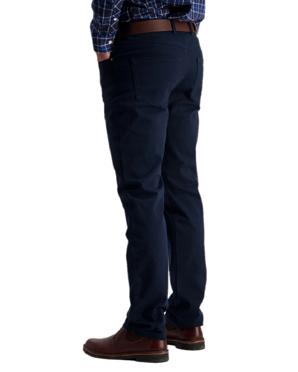 Navy Coloured Swanndri Mens Riffle Cotton Stretch Jeans on white background 