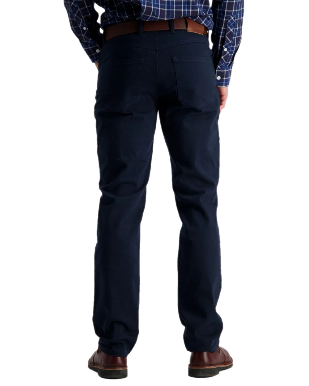 Navy Coloured Swanndri Mens Riffle Cotton Stretch Jeans on white background 