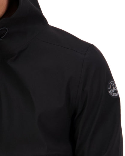 Black Coloured Swanndri Mens Swanson Rain Jacket on white background 