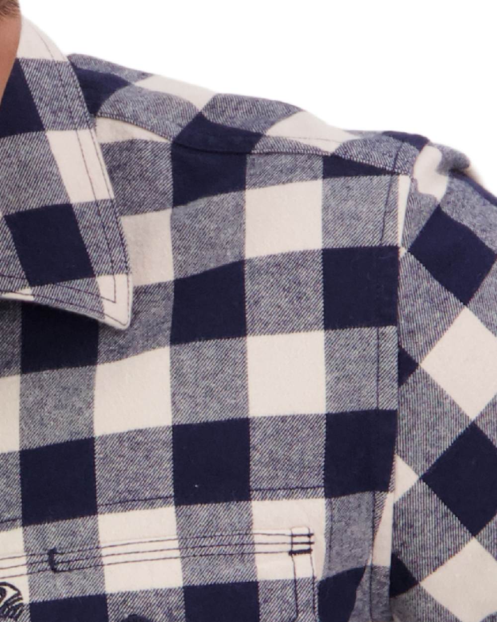 Navy Sandshell Coloured Swanndri Mens Taranaki Tailor Long Sleeve Shirt on white background 