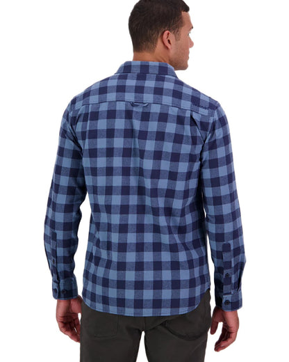 Oceanview Navy Coloured Swanndri Mens Taranaki Tailor Long Sleeve Shirt on white background 