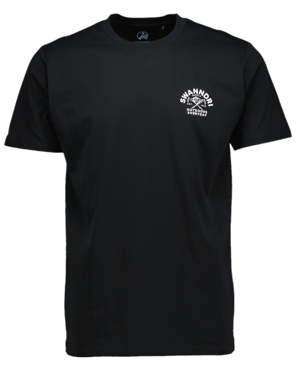 Black White Coloured Swanndri Mens Trails Printed T-Shirt on white background 