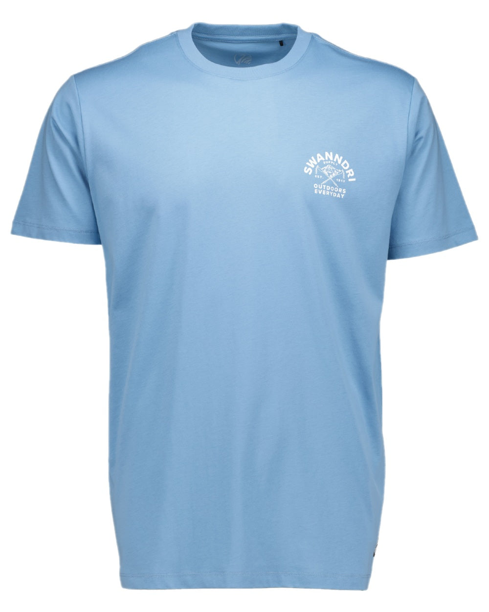 Smoke Blue White Coloured Swanndri Mens Trails Printed T-Shirt on white background 