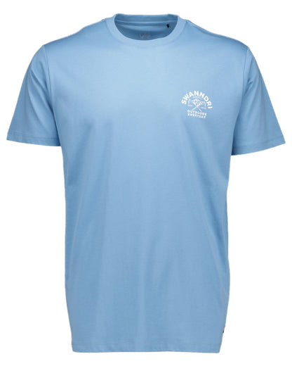Smoke Blue White Coloured Swanndri Mens Trails Printed T-Shirt on white background 
