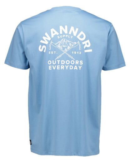 Smoke Blue White Coloured Swanndri Mens Trails Printed T-Shirt on white background 