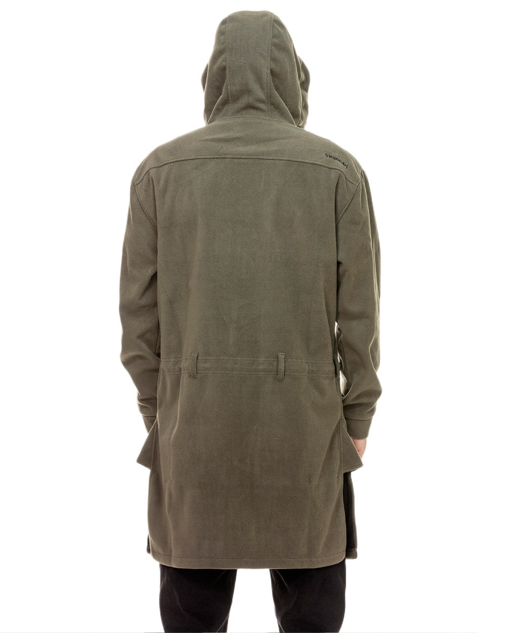Forest Coloured Swanndri Mens Tundra Technical Fleece Anorak on white background 