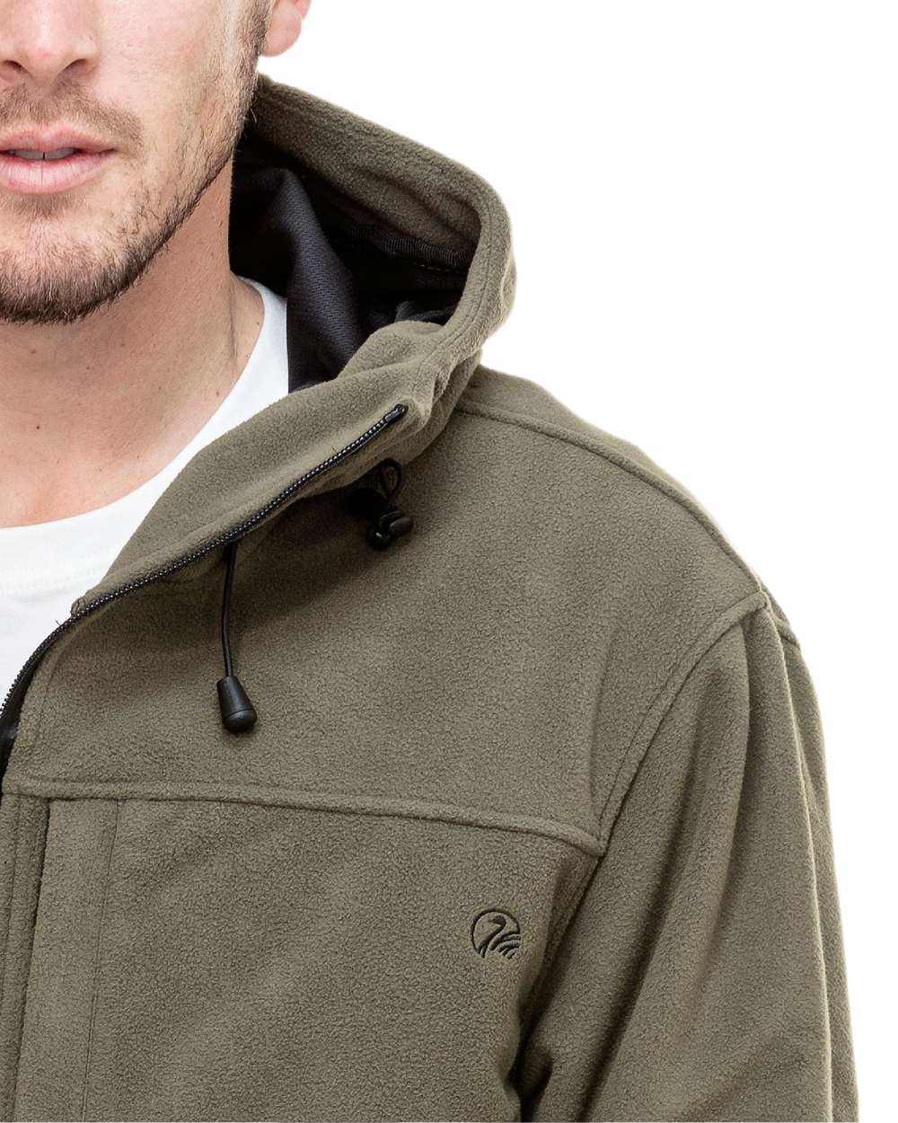 Forest Coloured Swanndri Mens Tundra Technical Fleece Anorak on white background 