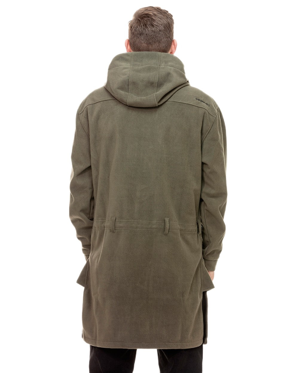 Forest Coloured Swanndri Mens Tundra Technical Fleece Anorak on white background 
