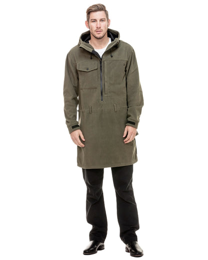 Forest Coloured Swanndri Mens Tundra Technical Fleece Anorak on white background 