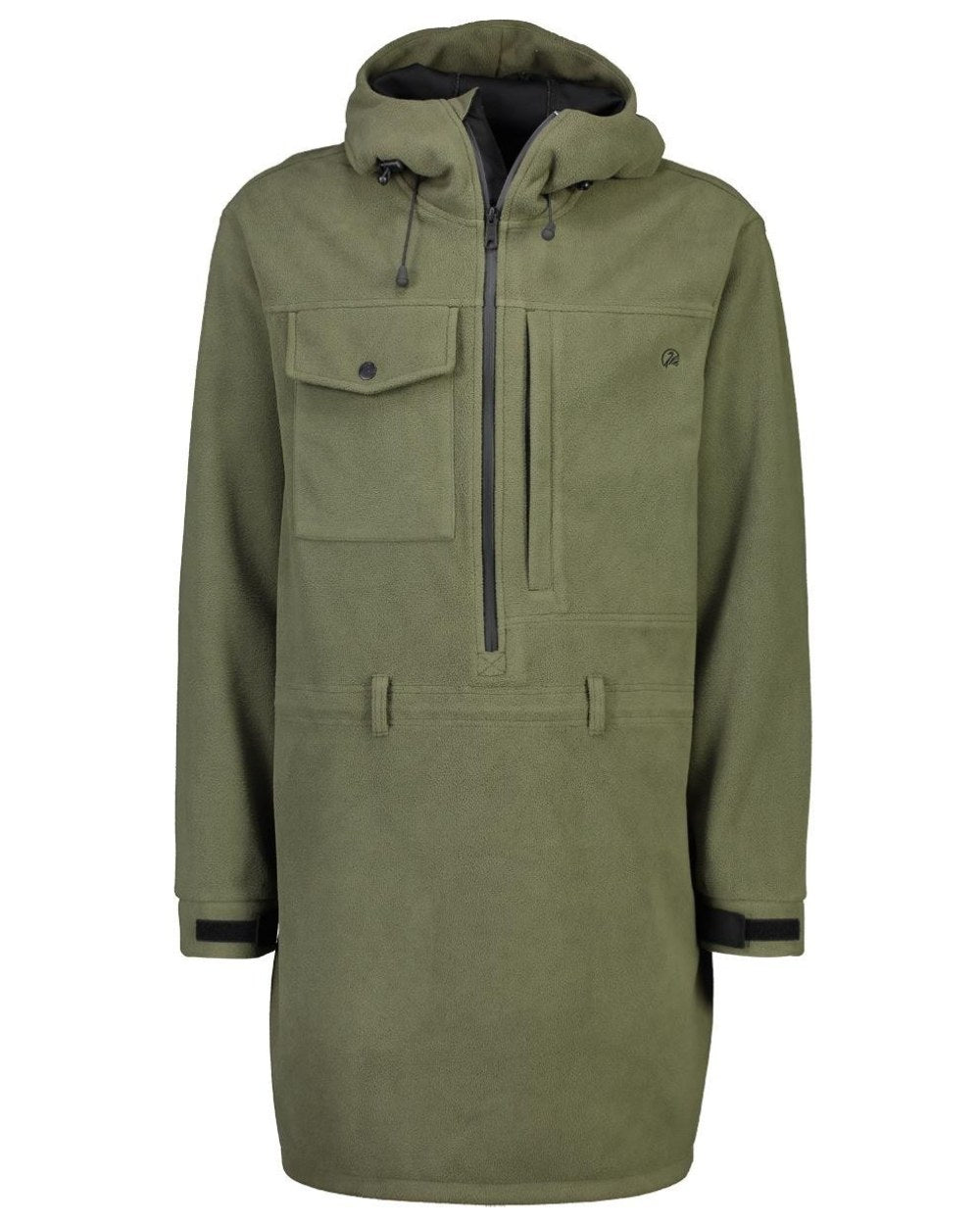 Forest Coloured Swanndri Mens Tundra Technical Fleece Anorak on white background 