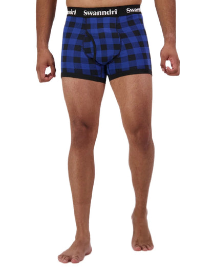 Blue Black Check Coloured Swanndri Mens Underwear on white background 
