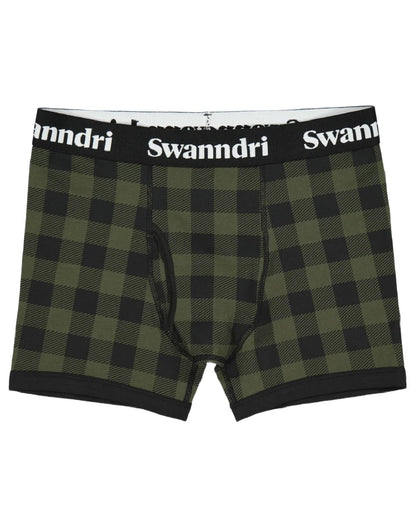 Olive Black Check Coloured Swanndri Mens Underwear on white background 