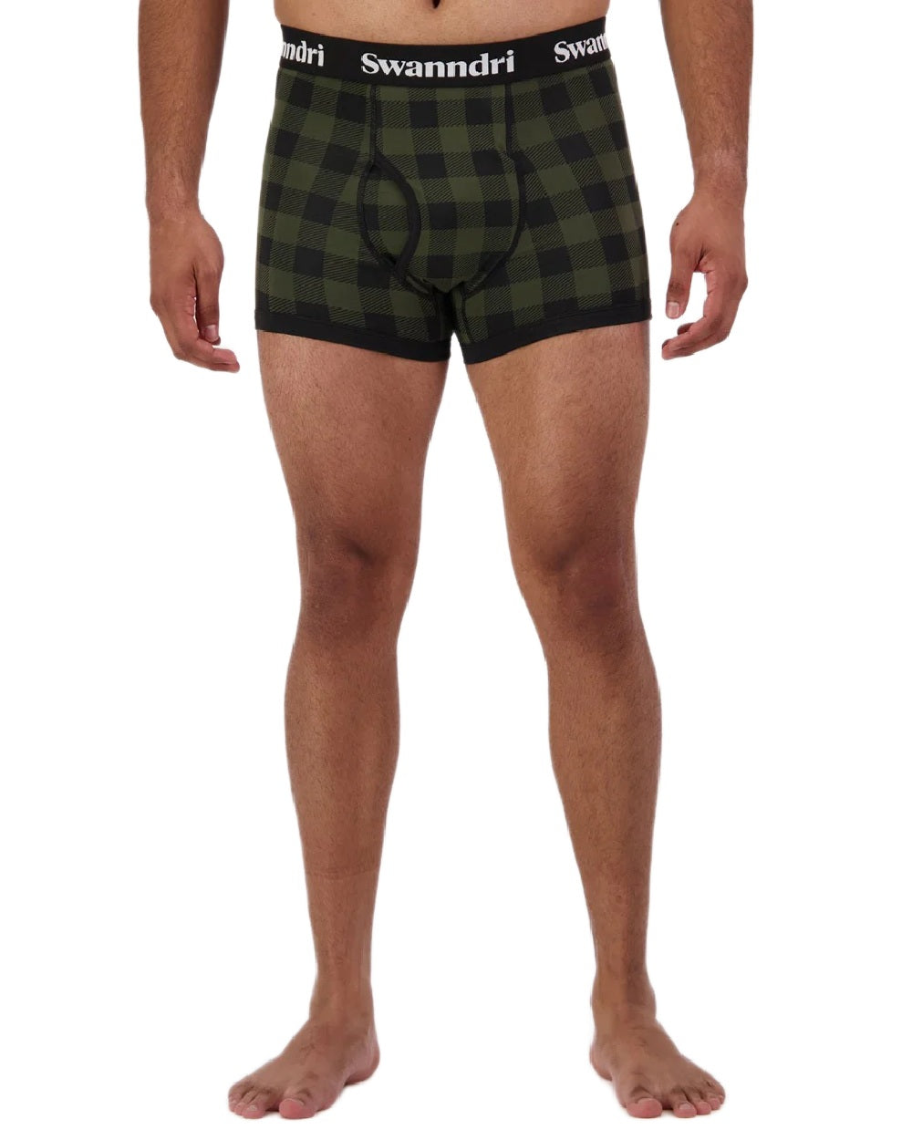 Olive Black Check Coloured Swanndri Mens Underwear on white background 