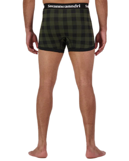 Olive Black Check Coloured Swanndri Mens Underwear on white background 